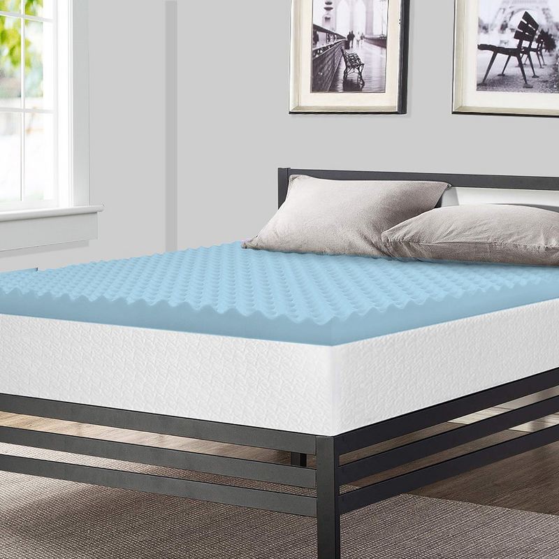 Continental Sleep 1" Convoluted Gel Infused Memory Foam Mattress Topper with Egg Shell Design, 3 of 8