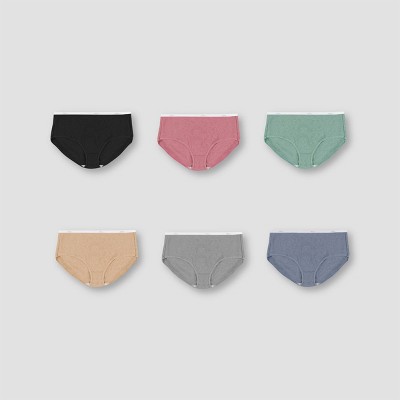 Hanes Girls' 6pk Cotton Ribbed Briefs - Colors May Vary 6