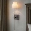 ALOADECOR 25" Tall Transitional Wall Sconce in Bronze with White Linen Shade Modern Farmhouse Fabric Wall Light Fixture for Bedside Bathroom - 4 of 4
