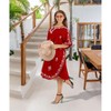 LA LEELA Women's House Daily Routine Evening Wear Holiday Casual Solid Casual Relaxed Caftan Mini Cover Up Evening Dresses for Women 2X-3X Red, Solid - image 2 of 4