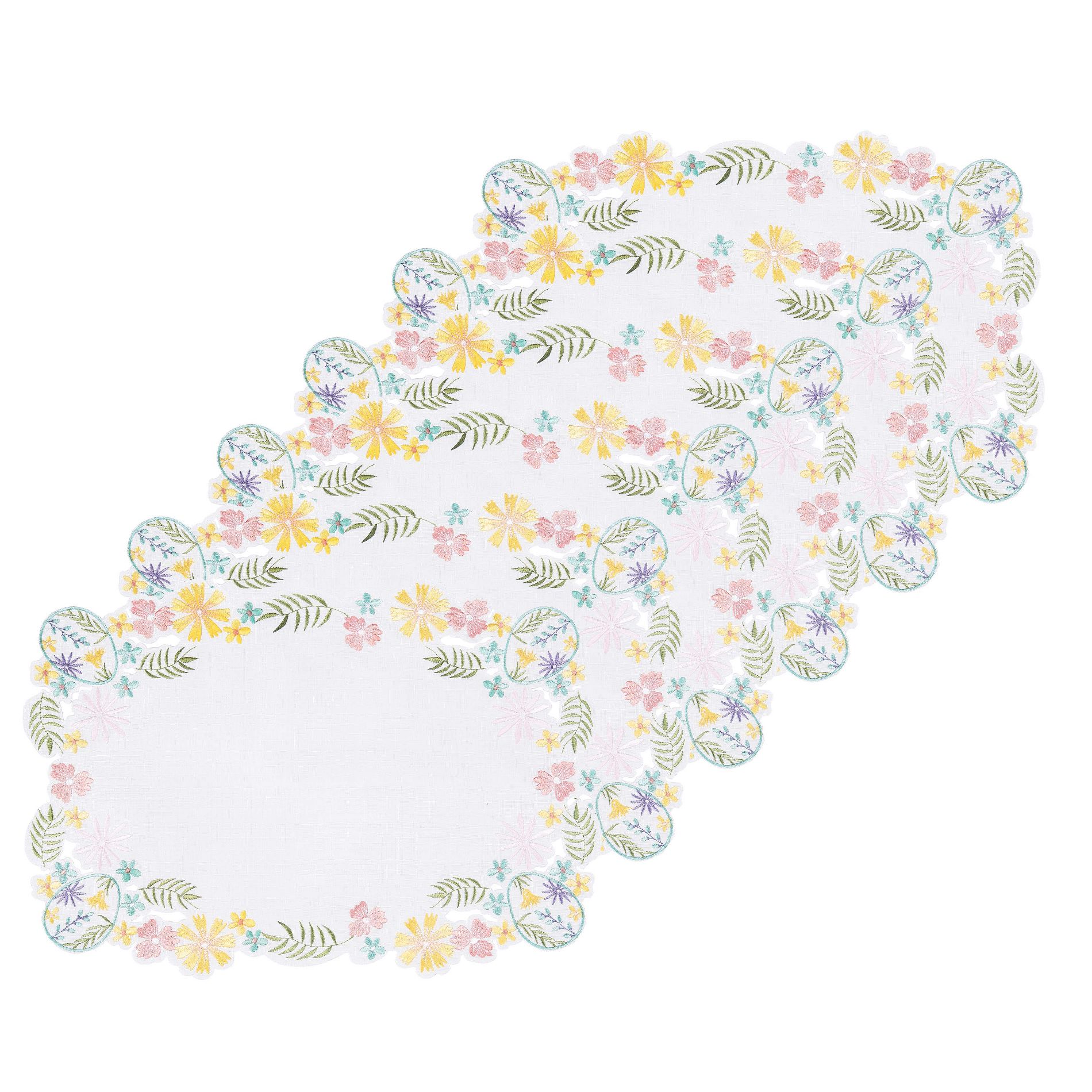 C&F Home Elegant Easter Egg Cutwork Shaped Set of 6 Placemats 13" x 19"