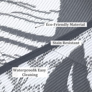 Waterproof Outdoor Rug Plastic Straw Rug, Tropics Palm Leaves Camping Rug for Patio, Reversible Modern Outdoor Carpet for RV Porch Deck Balcony Beach - 1 of 4
