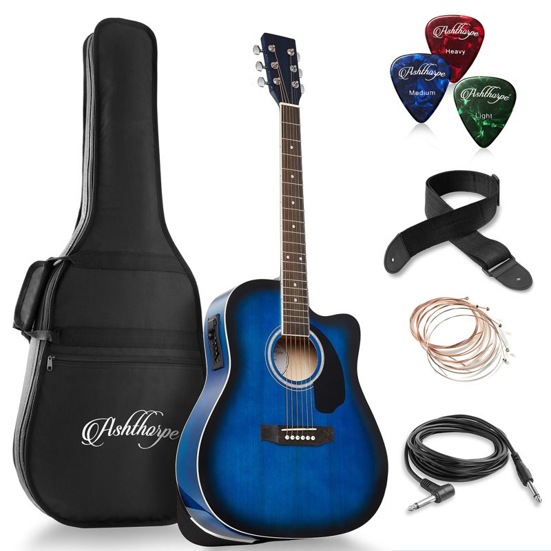 Ashthorpe Full-Size Cutaway Dreadnought Acoustic Electric Guitar Package with Premium Tonewoods, 1 of 8