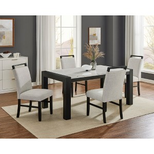 5-Piece Dining Set with Faux Marble Rectangular Table and 4 Upholstered Chairs - 1 of 4
