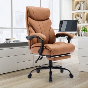Ergonomic PU Leather Gaming Office Chair | 90°-135° Reclining Backrest, 360° Swivel Wheels | Adjustable Height, 350LBS Capacity - 1 of 4