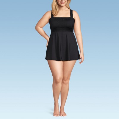 Lands' End Women's Smocked Swim Dress Swimsuit