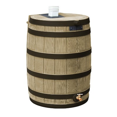 Good Ideas Rain Wizard Water Storage Rain Collection Barrel 40-Gallon Darkened Ribs, Khaki