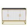 Vynxaria Modern Kitchen Buffet Storage Cabinet: Glossy Cupboard with Metal Legs for Living Room and Kitchen, Stylish and Functional (Black). - 3 of 4