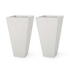 Christopher Knight Home Ella Outdoor Modern Cast Stone Planters (Set of 2) - 2 of 4