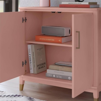 Pale Pink MDF 2-Door Accent Cabinet with Adjustable Shelving