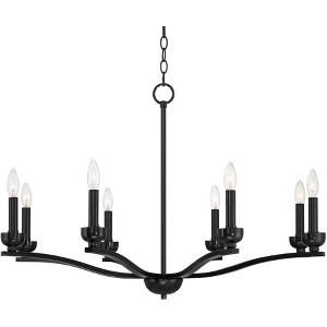Franklin Iron Works Norwell Semi Gloss Black Chandelier 35 3/4" Wide Modern Industrial Candle 8-Light Fixture for Dining Room - 1 of 4