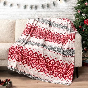 Throw Blanket Holiday Christmas Red Flannel Blanket Christmas Gift. - 1 of 4