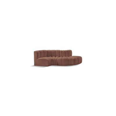 Meridian Furniture,Arc Cognac Vegan Leather Modular Sofa