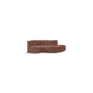 Meridian Furniture,Arc Cognac Vegan Leather Modular Sofa - 1 of 4
