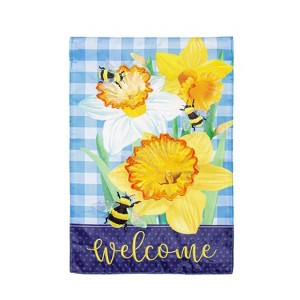 Daffodils & Bees Applique Garden Flag - 1 of 2