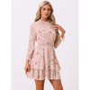 INSPIRE CHIC Women's Floral Long Sleeve Mock Neck Ruffle Layered Smocked Mini Dress - 2 of 4