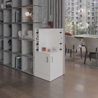 NicBex Buffet Cabinet with Storage 42" Tall Corner Bar Cabinet Sideboard Cabinet with 8 Bottle Cubbies and Double Door for Living Room