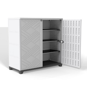 Decksplore Weatherproof Storage Cabinet - Horizontal Outdoor Shed Tucks Under Fences for Patios/Backyards - 1 of 4