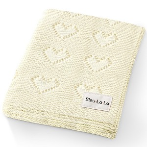 100% Luxury Cotton Heart Knit Swaddle Blanket for Blanket for Newborn and Infant Boys and Girls - 1 of 4