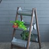 NAYSAYE Planter Farmhouse Foldable Reed Galvanized and Wood Ladder Planter for Indoor Outdoor Garden, Multicolored, 14.2"*7.5"*70.9" - 3 of 4