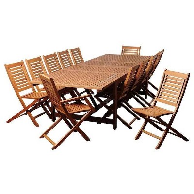 Brandon 13pc Patio Eucalyptus Wood Extendable Dining Set - International Home Miami