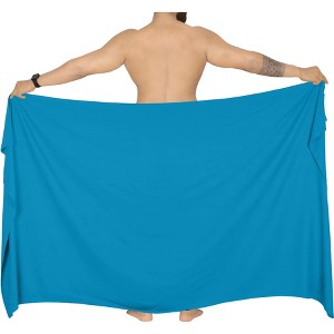 LA LEELA Men's Casual Vacation Pareo Sarong Wrap One Size Cerulean Plain - 1 of 3