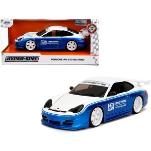 Porsche 911 GT3 RS (996) #845 White and Blue Metallic "Toyo Tires" "Hyper-Spec" Series 1/24 Diecast Model Car by Jada - 1 of 4