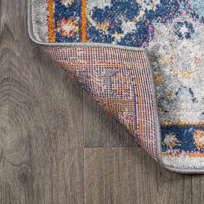 Bohemian Vintage Medallion 4' x 6' Blue Synthetic Area Rug