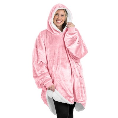 Oversized Light Pink and Purple Sherpa Wearable Blanket