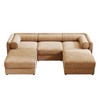 Elegant White Chenille  Sofa with Storage Seat and Ottoman, U-Shaped 3-Seater Cylindrical Backrest and Armrests - 4 of 4