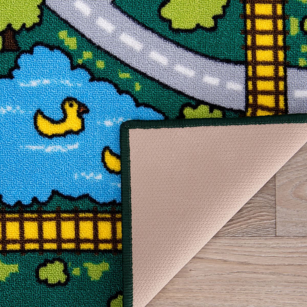World Rug Gallery Kids Educational Learning City Life Road Non Slip Area Rug: Stain-Resistant, Pet Friendly - thumbnail 4