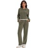 ATHLECHIC Women's Outfits Ribbed Sweater Hoodie Wide Leg Pants Tracksuit Casual Lounge 2 Pieces Set - 3 of 4