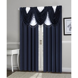 Kate Aurora Lux Living Complete 9 Piece Semi Sheer Rod Pocket Window Curtain & Valance Set - 1 of 4