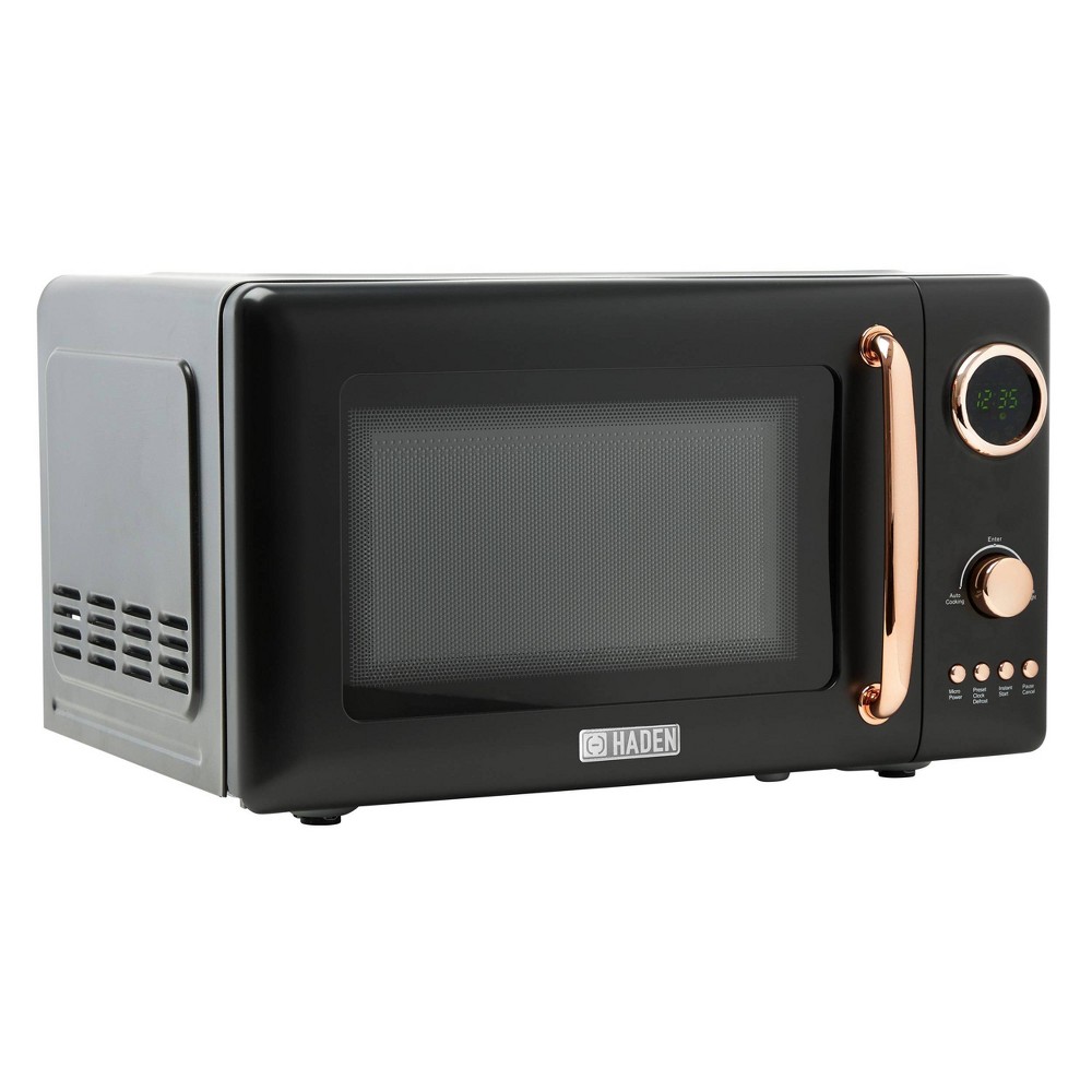 HADEN 700W Compact Countertop Microwave Over Black and Copper