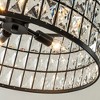 ALOADECOR 20'' Modern Crystal Chandelier Matte Black Finish 6-Light Round Drum Pendant Light Fixture for Dining Room Kitchen - 3 of 4