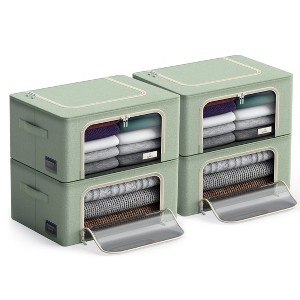 Sorbus 4 Pack Small Foldable Storage Box - Metal Frame, Oxford Fabric, Large Window & Handles - Organization for Bedroom, Linens & Clothes - 1 of 4