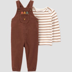 Carter's Just One You® Baby 2pc Thanksgiving Overalls Set - Brown - 1 of 4