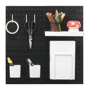 VEVOR Pegboard Combination Kit, 11" x 11" Plastic Pegboard, 4 Panels, Peg Board Wall Organizer Kit with Accessories, Black - 1 of 4