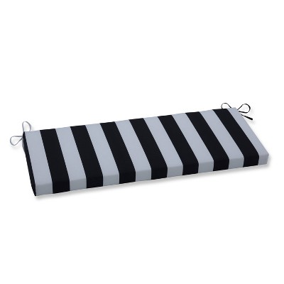 Cabana Stripe Outdoor Bench Cushion Black - Pillow Perfect