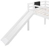 PAGED Twin Size Loft Bed, Modern Wooden Bed Frame with Storage Boxes, Blackboard, Slide and Climbing Frame for Bedroom - 3 of 4