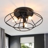 PAKOKULA 3-Light Modern Black Metal Cage Industrial Flush Mount Ceiling Light - 2 of 4