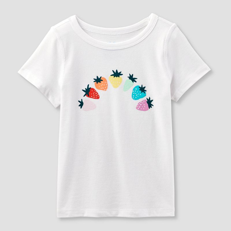 Toddler Adaptive &#39;Strawberry Rainbow&#39; Short Sleeve Graphic T-Shirt - Cat &#38; Jack&#8482; White, 1 of 5