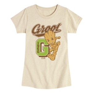 Girls' - Marvel - Guardians of the Galaxy Groot Collegiate Fitted Short Sleeve Graphic T-Shirt - 1 of 4