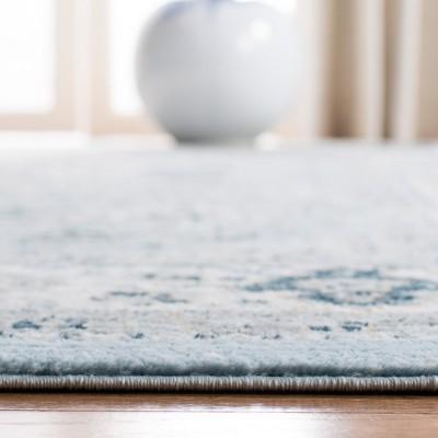Isabella 8' x 8' Square Blue and Creme Synthetic Area Rug