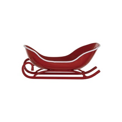 Storied Home Holiday Metal Sleigh Soap Dish, Red and White