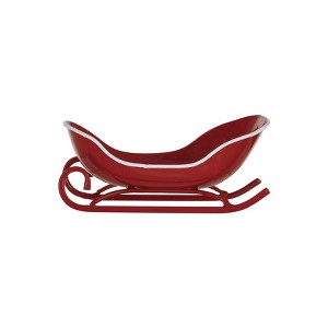 Storied Home Holiday Metal Sleigh Soap Dish, Red and White - 1 of 2