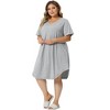 Agnes Orinda Women's Plus Size V Neck Short Sleeve Lace Trim Hem Nightgown - 3 of 4