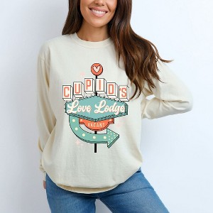 Simply Sage Market Women's Cupid's Love Lodge Long Sleeve Garment Dyed Tee - 1 of 4