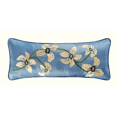 C&F Home Colonial Williamsburg Blue Carlisle Flowers Embroidered Pillow