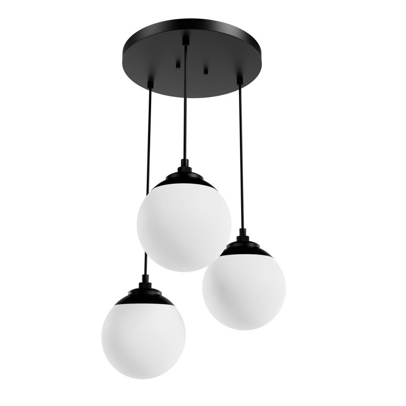 3-Light Hepburn Cased White Glass Round Pendant Cluster Ceiling Light - Hunter Fan, 1 of 7